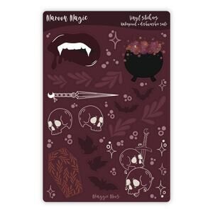 Maroon Magic Waterproof Vinyl Sticker Sheet